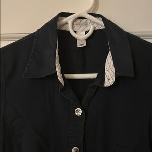 Old Navy Black Button-Up Shirt with White Accents